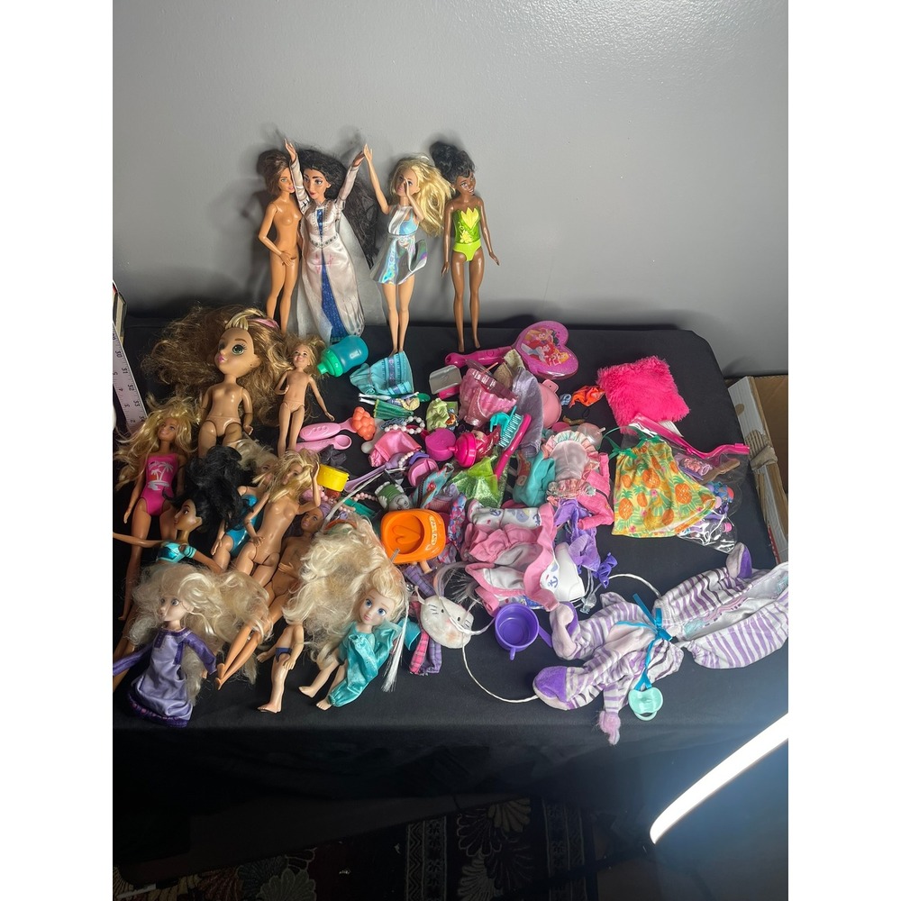 Mixed Barbie Disney Princess‎ Doll Lot Clothes Accessories Mattel Jasmine Elsa